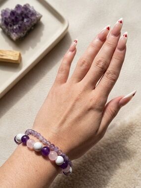 Crystal Bracelet Bundle Amethyst, Rose Quartz & Howlite | Energy | Stackable